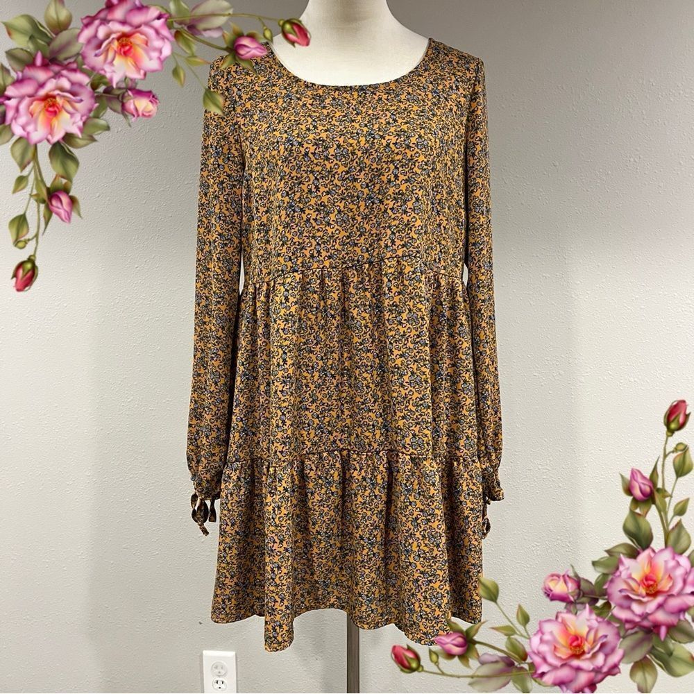 Wild Fable Floral Long Sleeve knee length Dress size M med medium - Picture 1 of 11